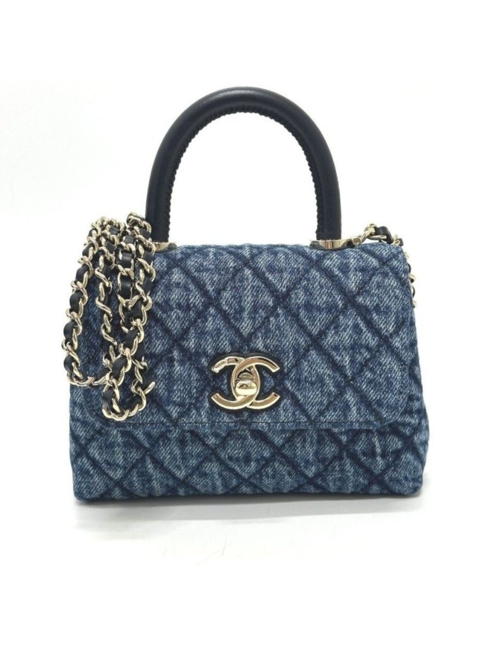 Chanel Shoulder Bag Coco Handle Mini Washed Denim Blue